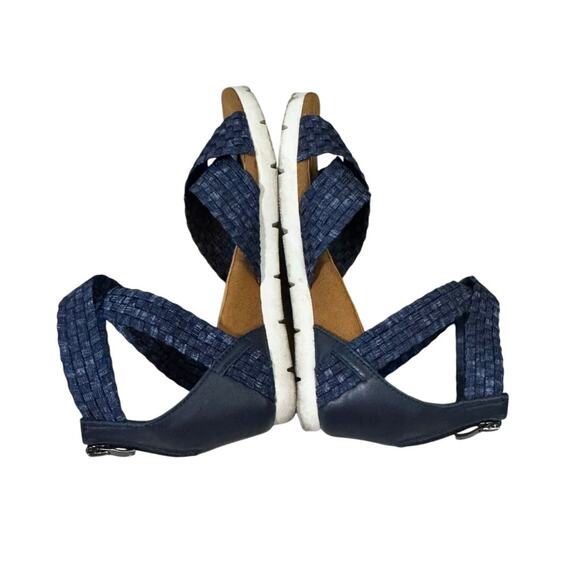 Bernie Mev New York Navy Woven Ankle Strap Wedge Sandals Shoes Women’s 39 US‎ 8 - Picture 4 of 8